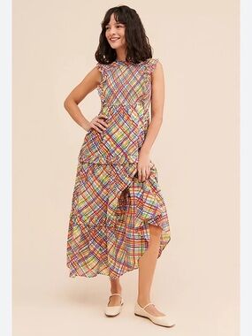 Banjanan Iris Plaid Dress Sz Large